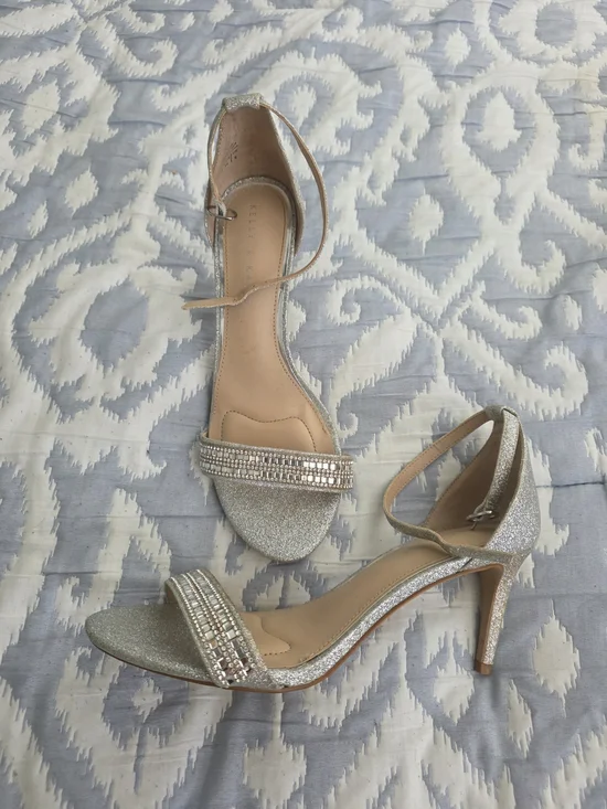 Kelly & Katie Silver Glitter Open-Toe Ankle-Strap Heels - Picture 2 of 7